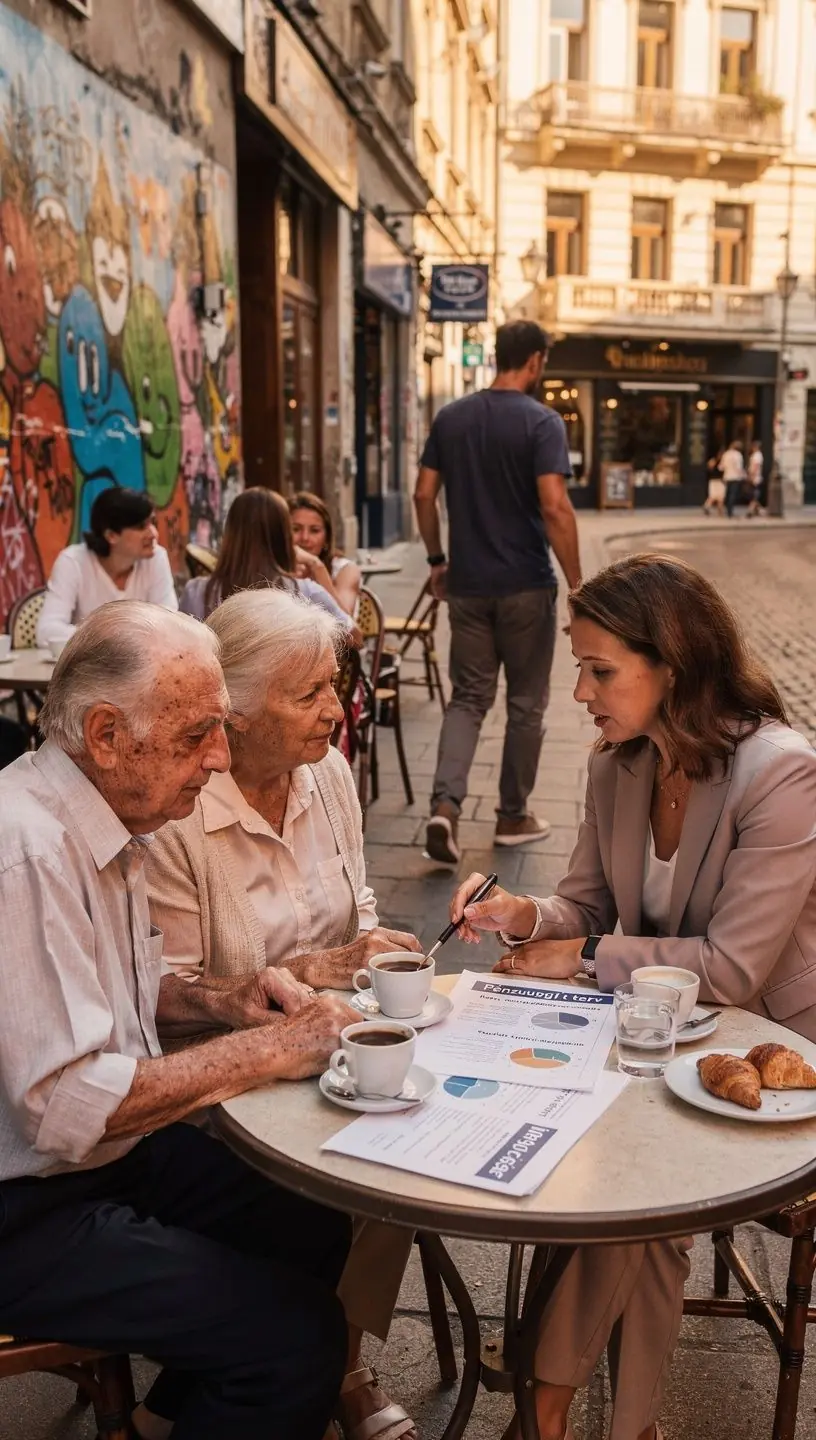 Közeli kép egy személy kezéről, aki pénzügyi blogot olvas egy táblagépen kávé mellett.
