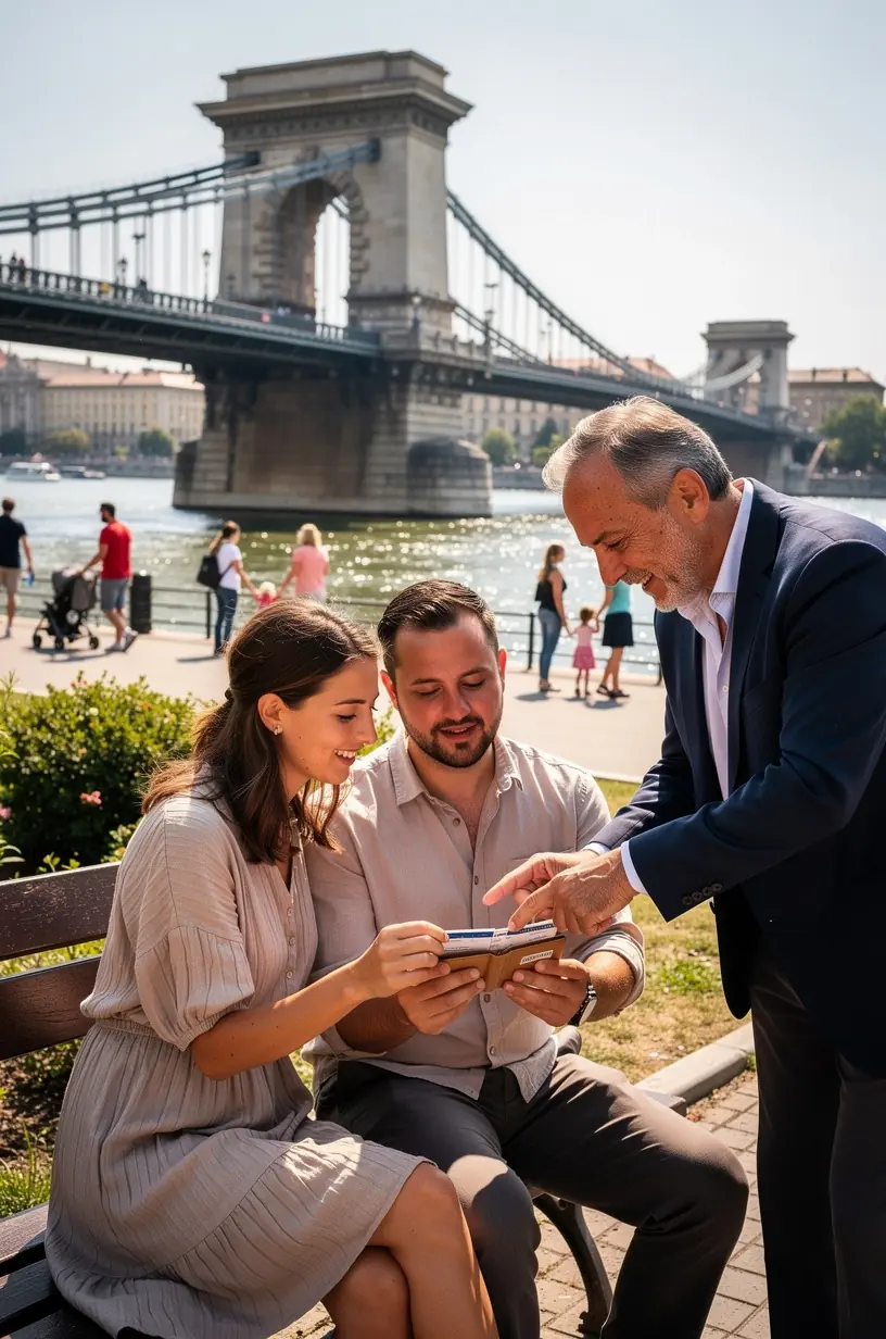 Boldog család nézi át közösen az otthoni pénzügyi dokumentumokat egy laptop előtt.